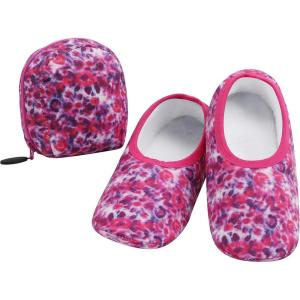 imageSnoozies Skinnies Womens Slipper Socks  NonSlip Slippers with a Lightweight Sherpa Lining  Travel Slippers with Storage PouchTiedye