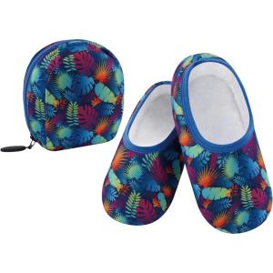 imageSnoozies Skinnies Womens Slipper Socks  NonSlip Slippers with a Lightweight Sherpa Lining  Travel Slippers with Storage PouchTroplvs