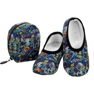 imageSnoozies Skinnies Womens Slipper Socks  NonSlip Slippers with a Lightweight Sherpa Lining  Travel Slippers with Storage PouchUtsea