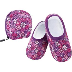 imageSnoozies Skinnies Womens Slipper Socks  NonSlip Slippers with a Lightweight Sherpa Lining  Travel Slippers with Storage PouchVintflrs
