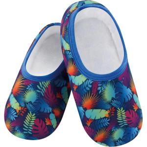 imageSnoozies Skinnies slipper socks for Women  NonSlip slipper socks with Lightweight and Soft Sherpa Lining  Foldable TravelBlue