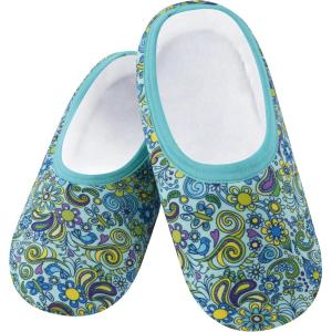 imageSnoozies Skinnies slipper socks for Women  NonSlip slipper socks with Lightweight and Soft Sherpa Lining  Foldable TravelBoho Floral