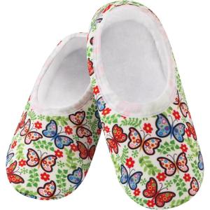 imageSnoozies Skinnies slipper socks for Women  NonSlip slipper socks with Lightweight and Soft Sherpa Lining  Foldable TravelDots and Butterflies