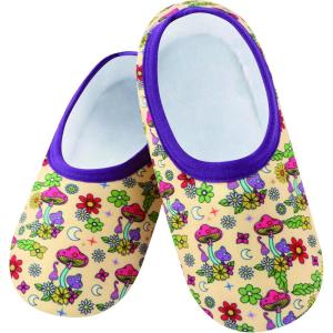 imageSnoozies Skinnies slipper socks for Women  NonSlip slipper socks with Lightweight and Soft Sherpa Lining  Foldable TravelFeelin Groovy