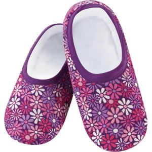 imageSnoozies Skinnies slipper socks for Women  NonSlip slipper socks with Lightweight and Soft Sherpa Lining  Foldable TravelVintage Flowers