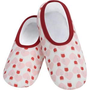 imageSnoozies Skinnies slipper socks for Women  NonSlip slipper socks with Lightweight and Soft Sherpa Lining  Foldable TravelWine  Hearts