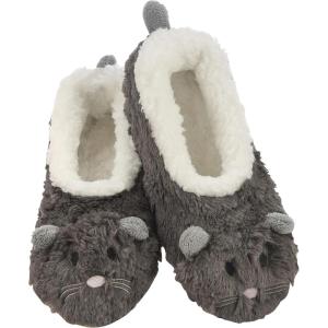 imageSnoozies Slipper Socks Animal Furry  Cozy Foldable Slippers for Women Non Slip Socks for Travel ampamp IndoorsMouse