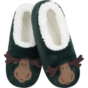 imageSnoozies Womens Slipper Socks  Cozy Slippers for Women  Fuzzy House Slippers for Indoor Use  Soft Sole SlippersMoose