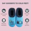 imageSnoozies Pairable Slipper Socks  Funny House Slippers for Women NonSlip Fuzzy Slipper Socks  Happy CamperLake Life