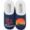 imageSnoozies Pairable Slipper Socks  Funny House Slippers for Women NonSlip Fuzzy Slipper Socks  Happy CamperLife is Better in the Mountains