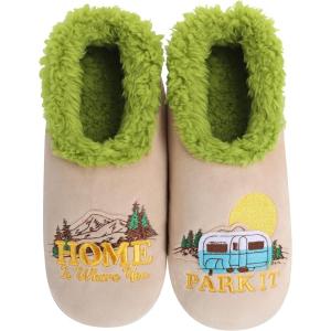 imageSnoozies Pairable Slipper Socks  Funny House Slippers for Women NonSlip Fuzzy Slipper Socks  Happy CamperHome is Where You Park It