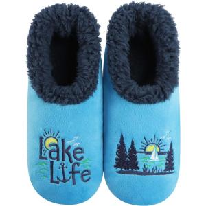 imageSnoozies Pairable Slipper Socks  Funny House Slippers for Women NonSlip Fuzzy Slipper Socks  Happy CamperLake Life