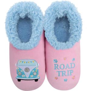 imageSnoozies Pairable Slipper Socks  Funny House Slippers for Women NonSlip Fuzzy Slipper Socks  Happy CamperRoad Trip