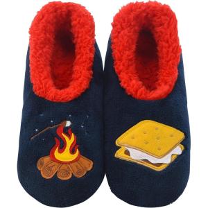 imageSnoozies Pairable Slipper Socks  Funny House Slippers for Women NonSlip Fuzzy Slipper Socks  Happy CamperSmores