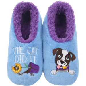 imageSnoozies Pairable Slipper Socks  Funny House Slippers for Women NonSlip Fuzzy Slipper SocksThe Cat Did It