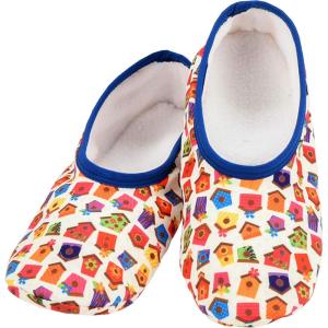 imageSnoozies Skinnies Slipper Socks Cozy Foldable Slippers for Women Non Slip Socks for Travel ampamp Indoors  Bright DaisyBird House