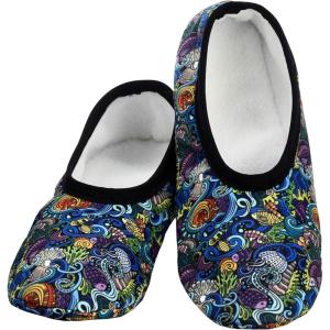 imageSnoozies Skinnies Slipper Socks Cozy Foldable Slippers for Women Non Slip Socks for Travel ampamp Indoors  Bright DaisyUnder the Sea