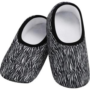 imageSnoozies Skinnies Slipper Socks Cozy Foldable Slippers for Women Non Slip Socks for Travel ampamp Indoors  Bright DaisyZebra