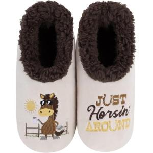 imageSnoozies Pairable Slipper Socks  Slippers for Women NonSlip Fuzzy Slipper SocksHorsin Around