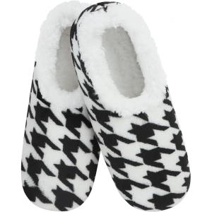 imageSnoozies SherpaLined Slipper Socks  Fuzzy and Cute Slippers for Women with NonSlip Sole  Ladies Warm SlippersBlackWhite Houndstooth