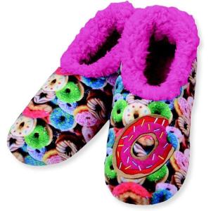 imageSnoozies SherpaLined Slipper Socks  Fuzzy and Cute Slippers for Women with NonSlip Sole  Ladies Warm SlippersDonuts