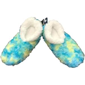 imageSnoozies Womens Slipper Socks  Cozy Slippers for Women  Fuzzy House Slippers for Indoor Use  Soft Sole Slippers  Roses in BloomAqua