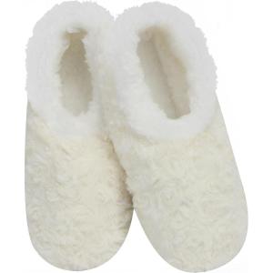 imageSnoozies Womens Slipper Socks  Cozy Slippers for Women  Fuzzy House Slippers for Indoor Use  Soft Sole Slippers  Roses in BloomIvory Rose Hearts