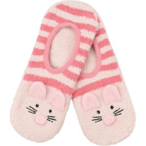 imageSnoozies Womens Animal Socks NonSkid  Fun Fuzzy Grippy Socks for Women  Cozy GiftsPink Cat