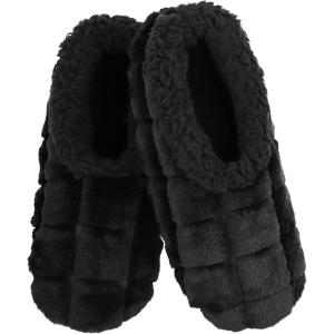 imageSnoozies Slipper Socks for Women Indoor Cozy SherpaLined Womens Slippers NonSkid Ladies GiftsBlack 1