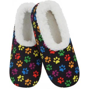 imageSnoozies Slipper Socks for Women Indoor Cozy SherpaLined Womens Slippers NonSkid Ladies GiftsDog Paws
