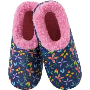 imageSnoozies Slipper Socks for Women Indoor Cozy SherpaLined Womens Slippers NonSkid Ladies GiftsPink Dragonfly