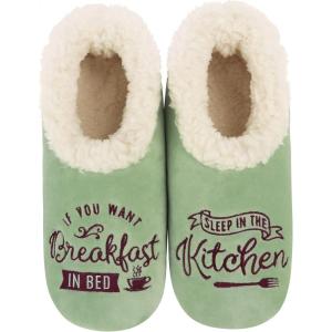 imageSmoozie Pairable Food Socks  Funny House Slippers for Women NonSlip Fuzzy Slipper SocksSage Green