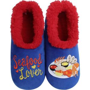 imageSmoozie Pairable Food Socks  Funny House Slippers for Women NonSlip Fuzzy Slipper SocksSeafood Lovers