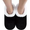 imageSnoozies Butter Soft House Slippers for Women Cozy SherpaLined Slipper Socks for Women Soft Sole NonSkid Machine WashableBlack
