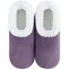 imageSnoozies Butter Soft House Slippers for Women Cozy SherpaLined Slipper Socks for Women Soft Sole NonSkid Machine WashablePurple