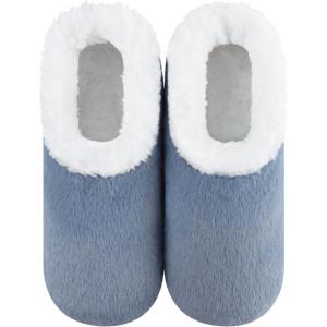 imageSnoozies Butter Soft House Slippers for Women Cozy SherpaLined Slipper Socks for Women Soft Sole NonSkid Machine WashableBlue