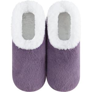 imageSnoozies Butter Soft House Slippers for Women Cozy SherpaLined Slipper Socks for Women Soft Sole NonSkid Machine WashablePurple