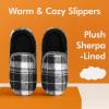 imageSnoozies Modern Alpine Plaid Memory Foam Slippers for Men Indoor Soft SherpaLined Mens House Shoes NonSkidBlack