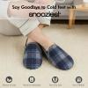 imageSnoozies Modern Alpine Plaid Memory Foam Slippers for Men Indoor Soft SherpaLined Mens House Shoes NonSkidBlue