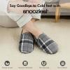 imageSnoozies Modern Alpine Plaid Memory Foam Slippers for Men Indoor Soft SherpaLined Mens House Shoes NonSkidGrey