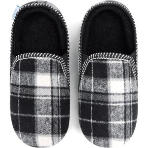 imageSnoozies Modern Alpine Plaid Memory Foam Slippers for Men Indoor Soft SherpaLined Mens House Shoes NonSkidBlack