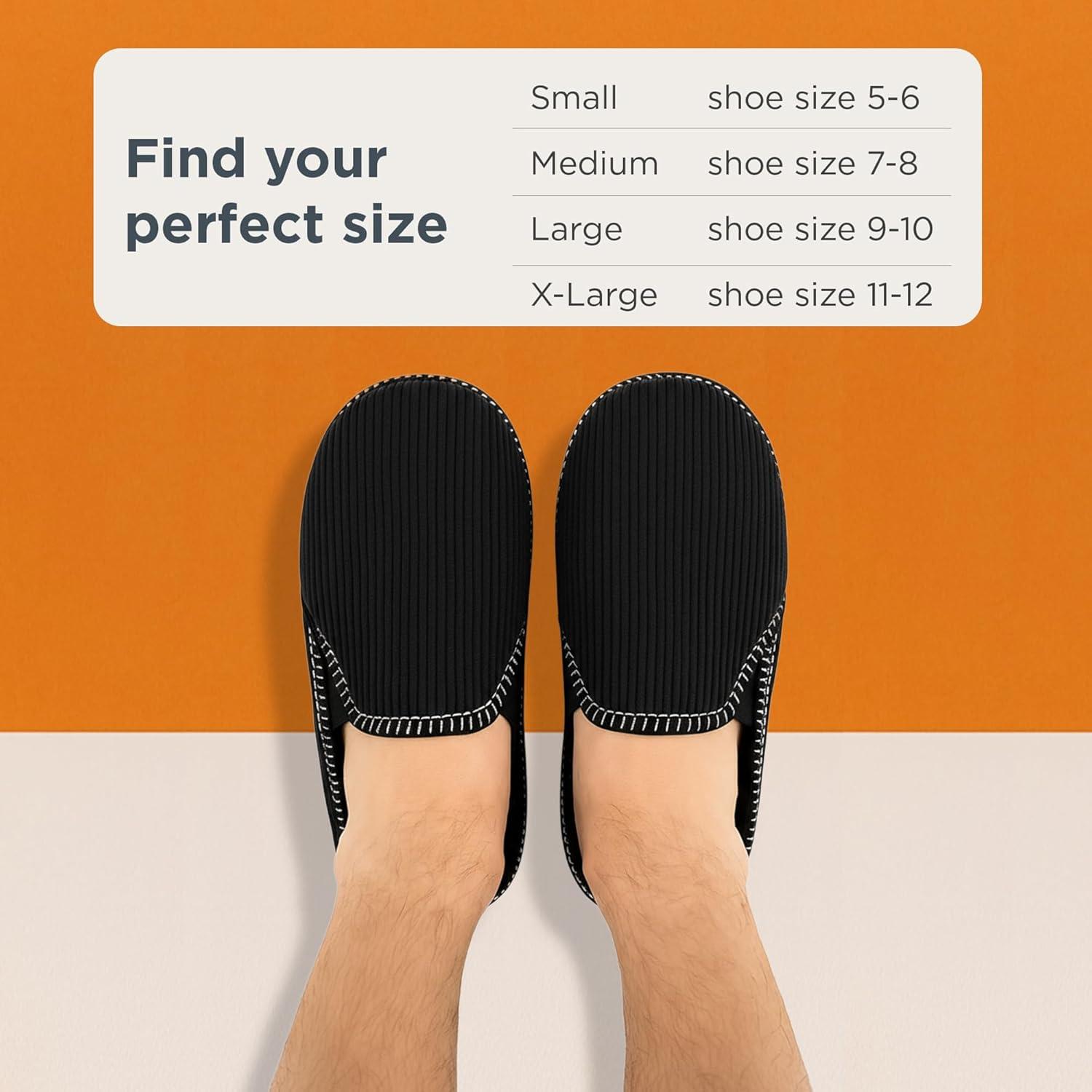 imageSnoozies Alpine Corduroy Memory Foam Slippers for Men Indoor Soft SherpaLined Mens House Shoes NonSkidBlack