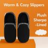 imageSnoozies Alpine Corduroy Memory Foam Slippers for Men Indoor Soft SherpaLined Mens House Shoes NonSkidBlack