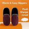 imageSnoozies Alpine Corduroy Memory Foam Slippers for Men Indoor Soft SherpaLined Mens House Shoes NonSkidBurgundy