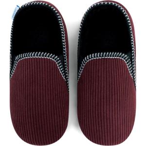 imageSnoozies Alpine Corduroy Memory Foam Slippers for Men Indoor Soft SherpaLined Mens House Shoes NonSkidBurgundy