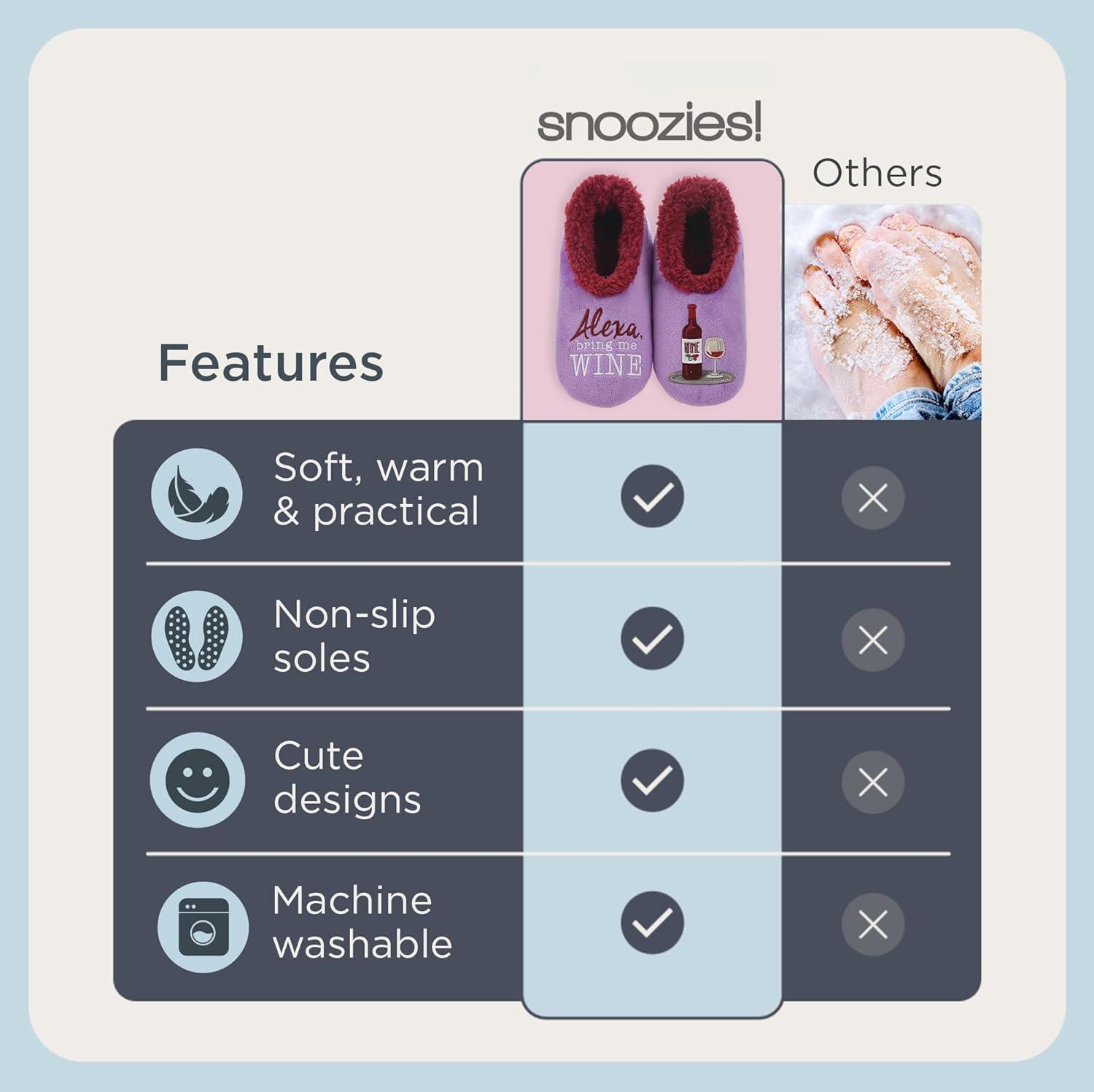 imageSnoozies Pairables Wine Slippers for Women Indoor Funny Slipper Socks with Soft Sherpa Lining and NonSkid Sole Wine GiftsAlexa Bring Me Wine