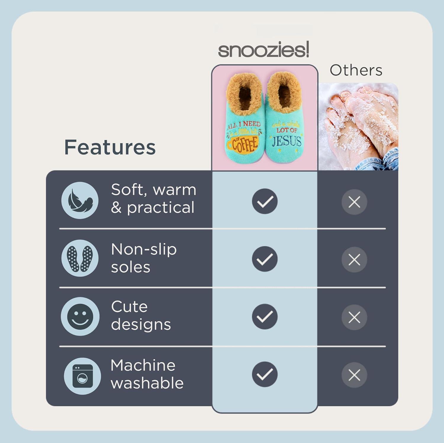 imageSnoozies Pairables Wine Slippers for Women Indoor Funny Slipper Socks with Soft Sherpa Lining and NonSkid Sole Wine GiftsAll I Need is Some Coffee  Jesus