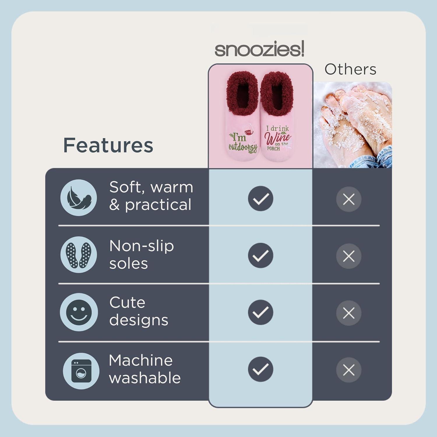 imageSnoozies Pairables Wine Slippers for Women Indoor Funny Slipper Socks with Soft Sherpa Lining and NonSkid Sole Wine GiftsIm Outdoorsy