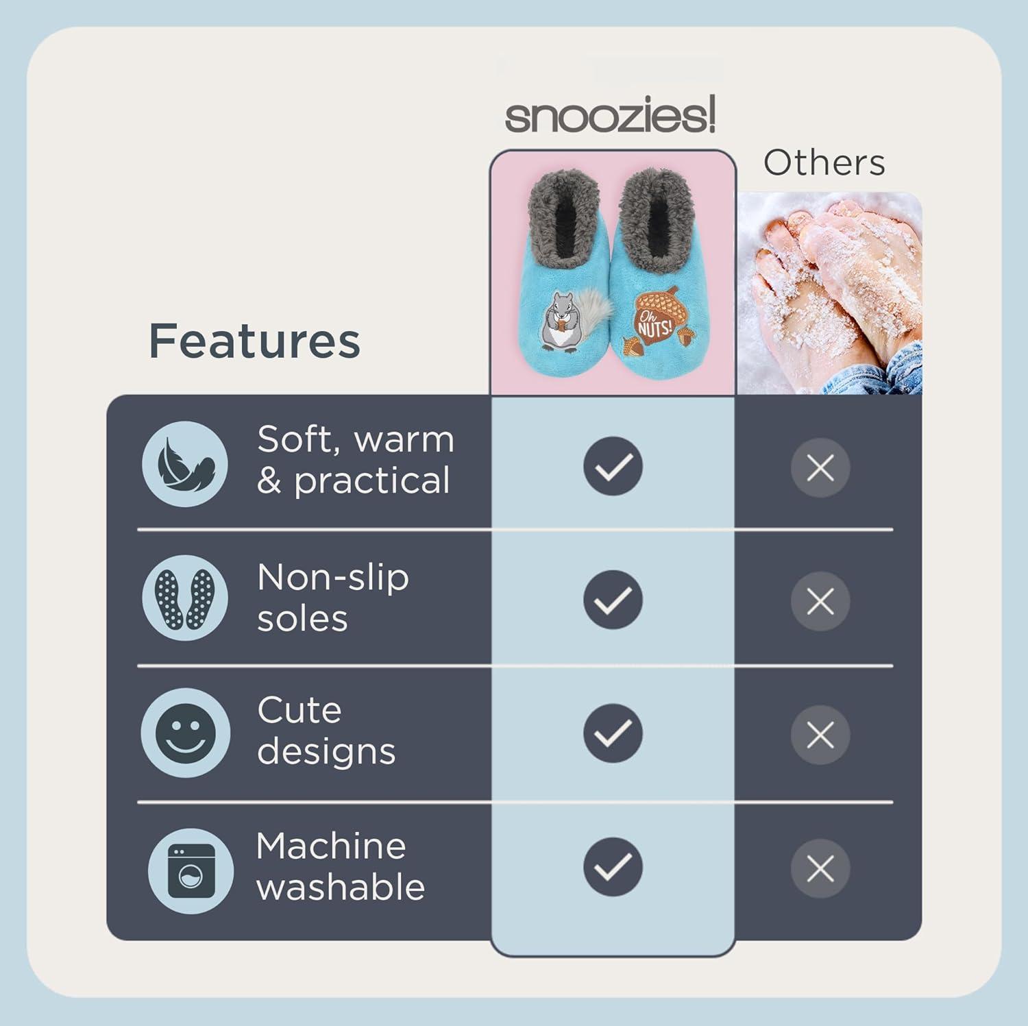 imageSnoozies Pairables Wine Slippers for Women Indoor Funny Slipper Socks with Soft Sherpa Lining and NonSkid Sole Wine GiftsSquirrel Oh  Nuts