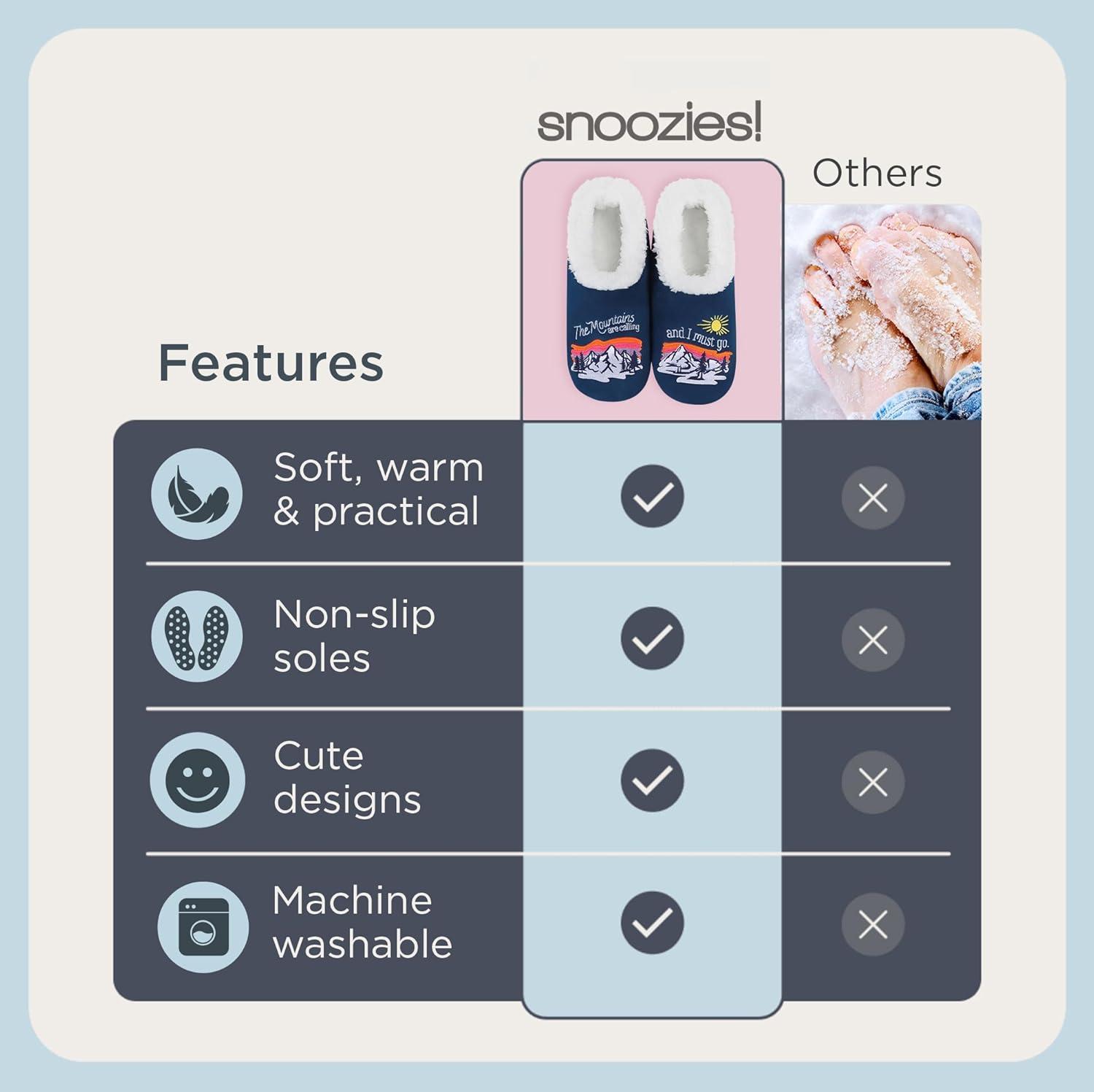 imageSnoozies Pairables Wine Slippers for Women Indoor Funny Slipper Socks with Soft Sherpa Lining and NonSkid Sole Wine GiftsThe Mountains Are Calling